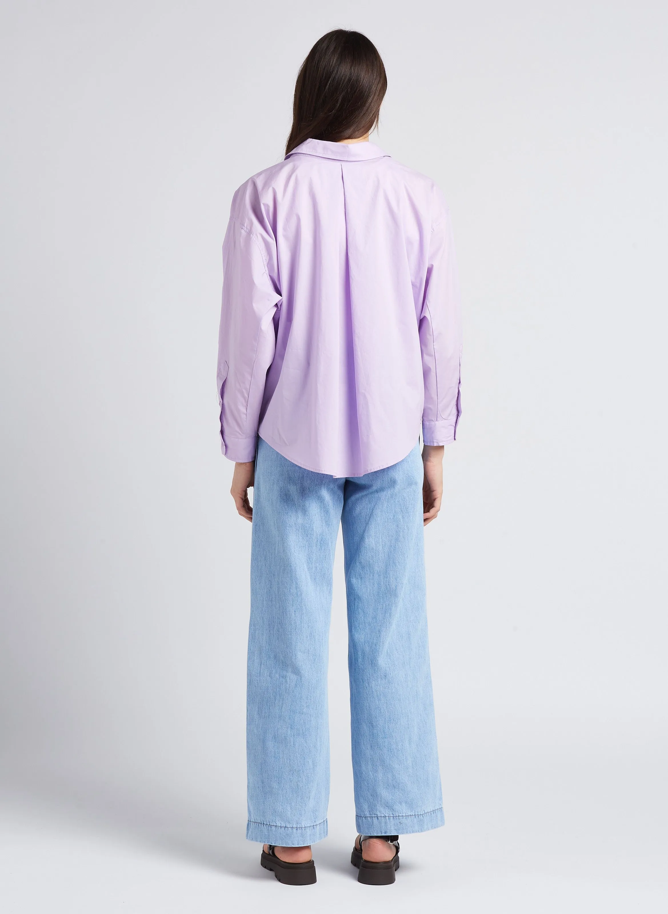 KARL MARC JOHN CONSTANCE - Camisa holgada de mezcla de algodón con cuello clásico en violeta