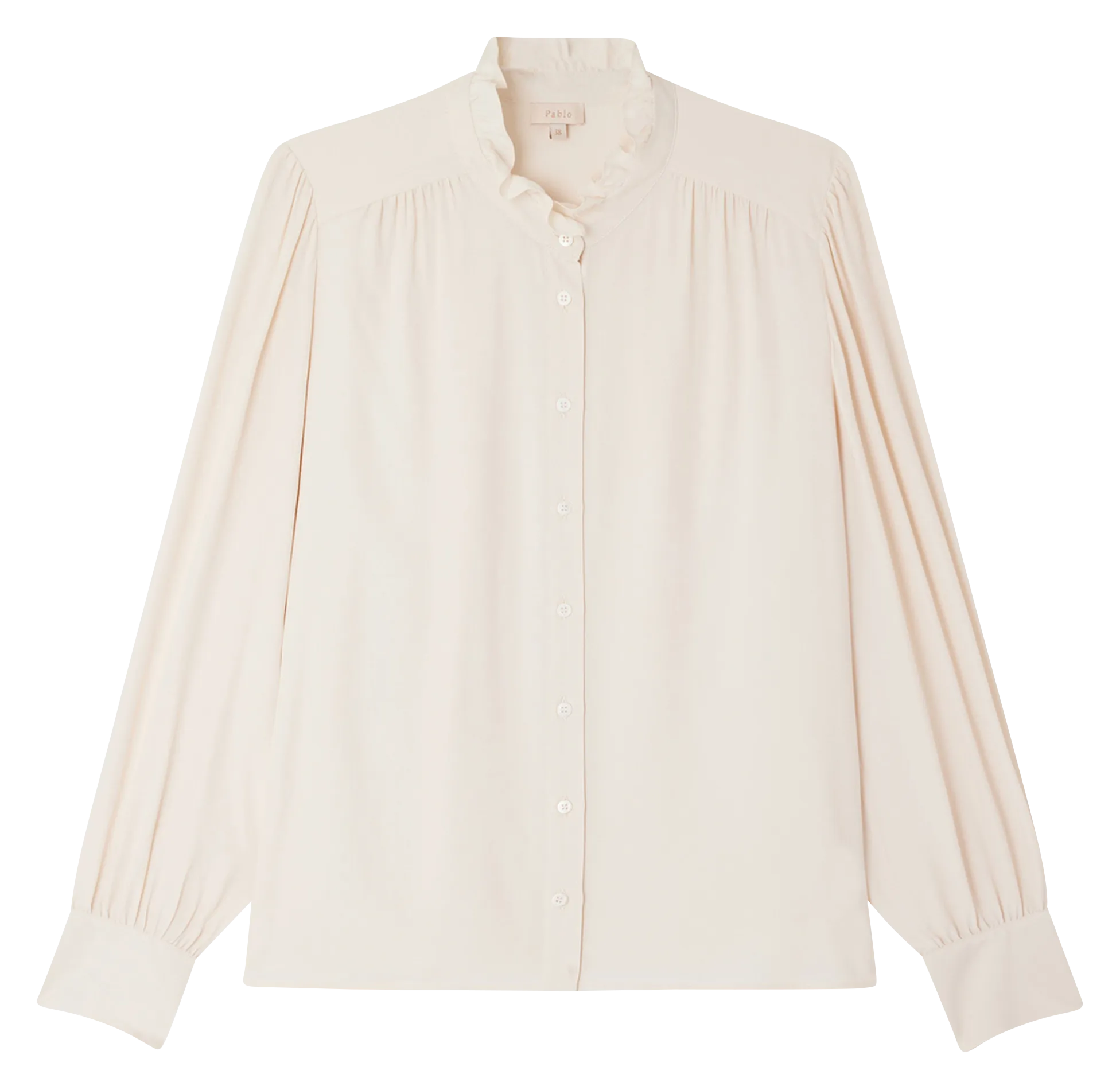 PABLO BRUNHILDE - Camisa fluida recta cuello alto en beige
